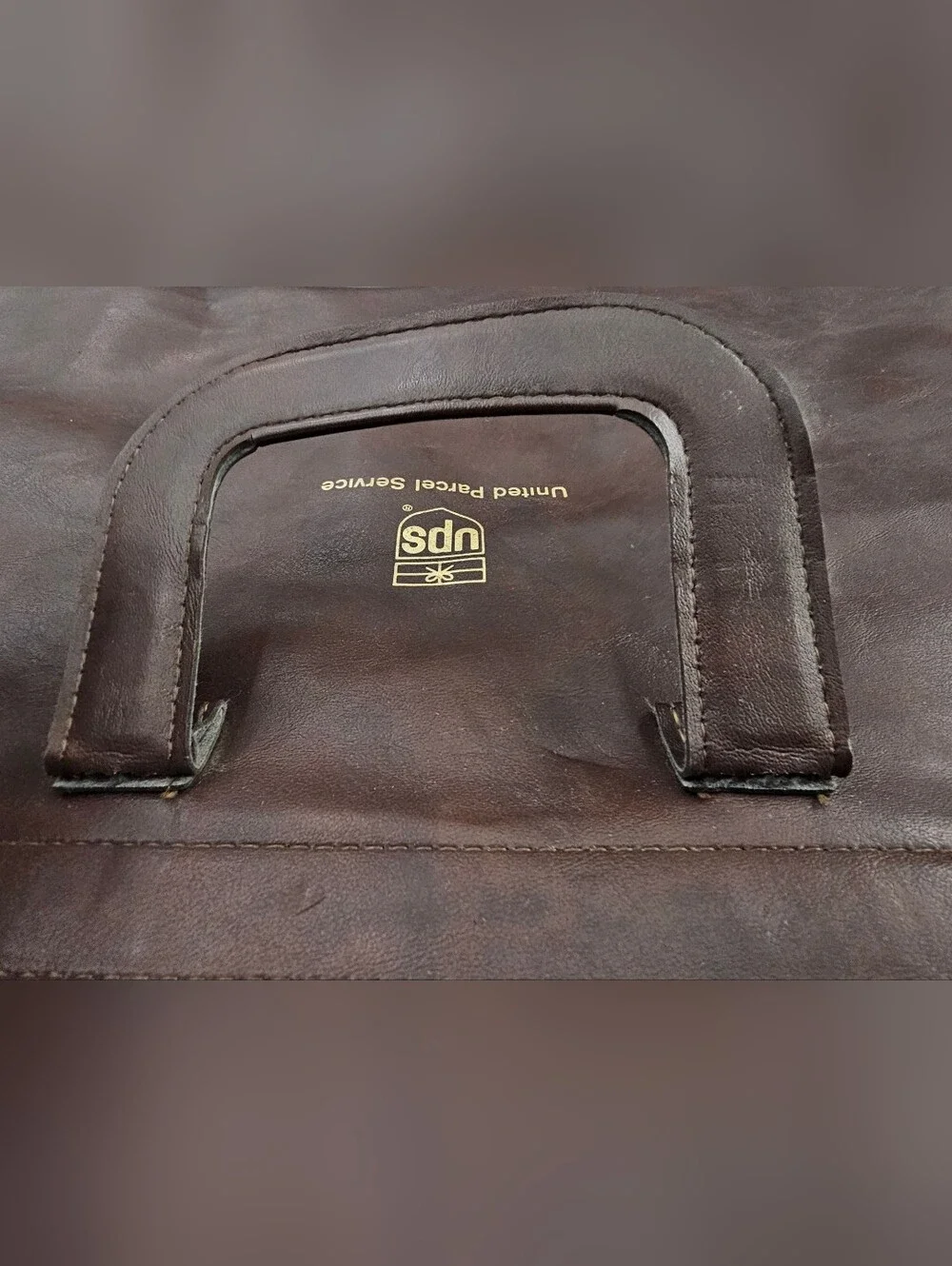 Vintage UPS Leather Portfolio Briefcase Brown Document Bag Shield Logo 70s/80s